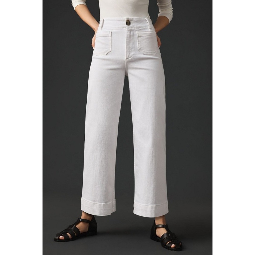 Maeve Anthropologie The Colette High-Rise Wide Leg Cropped Jeans White Size 25